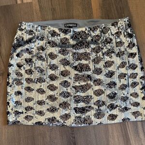 Express Metallic Sequin Mini Skirt